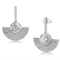 Round 2.00ct White Sapphire Fan Shape Earrings