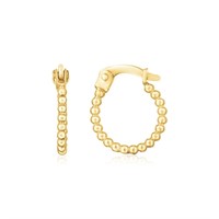 14k Gold Bead Hinged Hoop Earrings