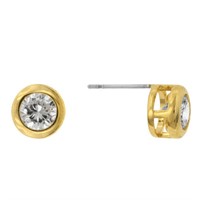 18k Goldtone 1.54ct White Topaz Bezel Earrings