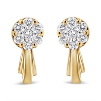 14k Gold .77ct Diamond Floral Cluster Earrings