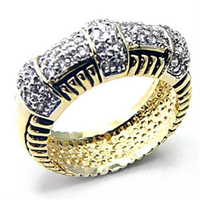 Gold Rhodium Vintage Style White Sapphire Ring