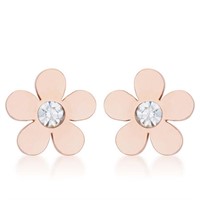 Rose Goldpl .30ct White Topaz Flower Earrings