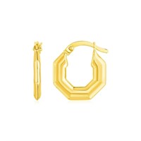 14k Gold Octagon Hoop Earrings