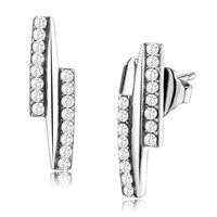 Exquisite .32ct White Sapphire Double Bar Earrings