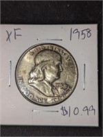 Benjamin Franklin Silver Half Dollar