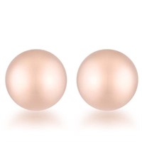 Rose Gold Pl. 8mm Sphere Ball Earrings