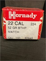 Hornady 55gr BTHP MATCH 22cal  100rds