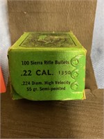 Sierra 22cal  rifle bullets 55 gr 100 rnds