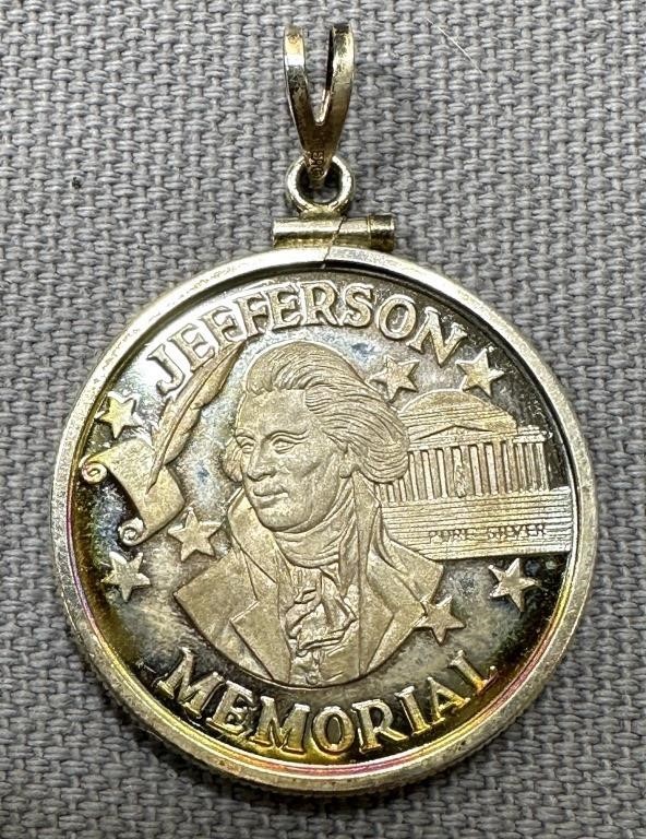 Silver Jefferson Coin w/Silver Bezel See Photos