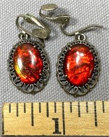 Vintage Matching Sterling & Gemstone Earrings See