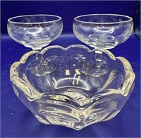 Vintage small bowl & Champagne glasses