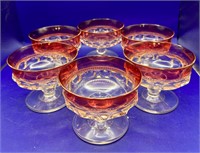 Indiana Glass Cranberry Kings Crown set 6