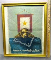 WWII Framed War Poster See Photos for Details