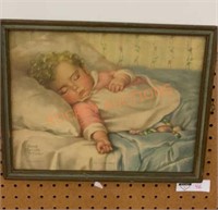 Antique baby framed art