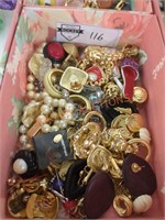 Vintage costume jewelry mostly earrings and pins