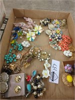 Vintage costume jewelry earring tray lot