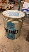 Vintage Primax, 50 pound shortening tin 16” high