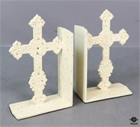 Painted Cast Iron Cross Bookends