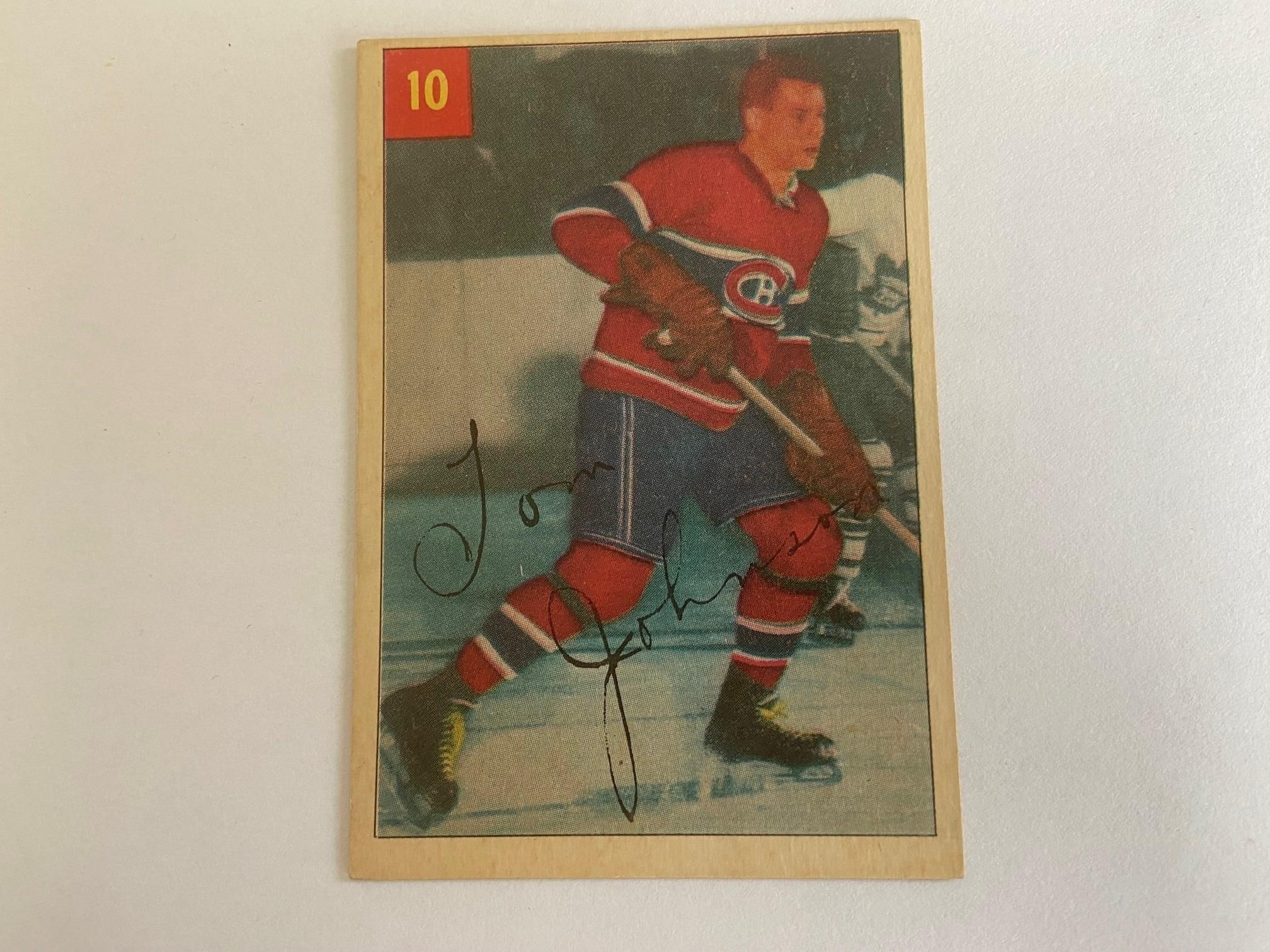 1954-55 Tom Johnson Parkhurst Hockey Card No.10