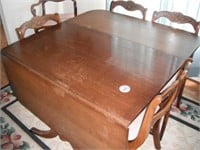 Duncan Style Drop Leaf Table w/6 Chairs & 2 Leaves