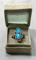 Vintage Large Sterling & Onyx Ring w/Box See