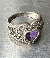 Victorian Sterling Amethyst Ring See Photos for