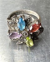 Vintage Sterling Gemstone Ring See Photos for