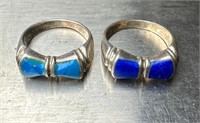 (2) Vintage Sterling Gemstone Rings See Photos