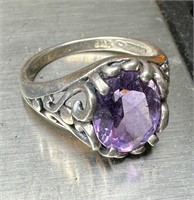Victorian Sterling Amethyst Ring See Photos for