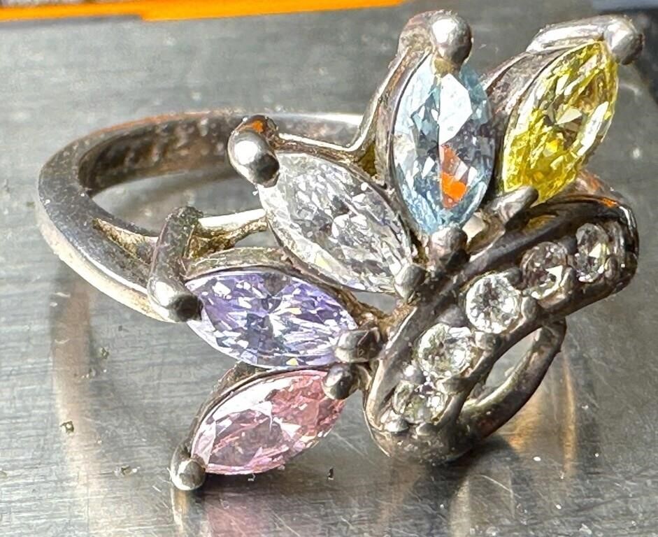Vintage Nice Sterling Gemstone Ring See Photos