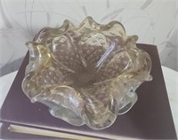 Mid century Murano yellow glass ashtray