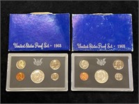 Two 1968 United States Proof Sets in Boxes