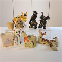 Vintage Japan mini Planters & Animal Figurine Lot