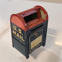 Vintage Tin US Mail Box Coin Bank/ Toy