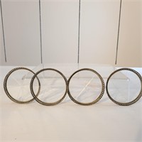 Sterling Silver and Glass Coaster Set of 4