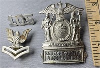 Vintage Seneca County Police Badge w/Pins See