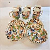 Vintage porcelain Japanese tea set of 12