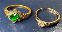 (2) Sterling Rings w/Gemstones See Photos for