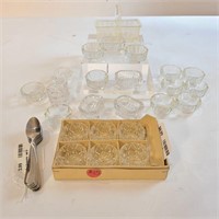 Vintage Cut Glass Salt Cellars and mini spoons Lot