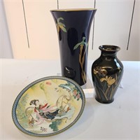 Vintage Japanese Plate and Vases Lot