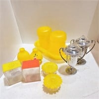 Vintage Yellow Plastic Salt and Pepper Shakers Lot