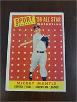 1958 TOPPS BASEBALL MICKEY MANTLE TRADING CARD