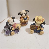 3 Vintage Enesco Marry Moo's figurines