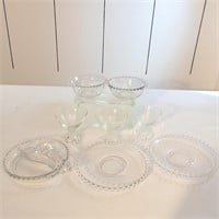 Vintage Candlewick Bead Edge Glass Dish Set