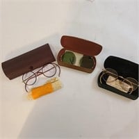 Vintage Glasses, clip-on Sunglasses w/ Cases