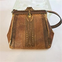 Antique Hand Tooled Leather Purse 1900's