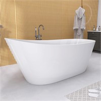 (Read)Free Standing 59" Acrylic Bathtub, White