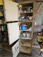 Cupboard and contents with miscellaneous nuts bolt