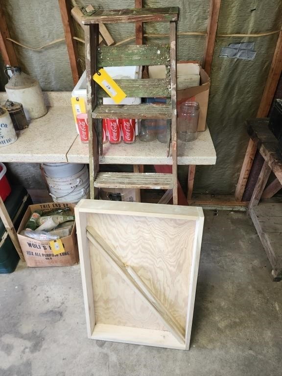 Five Foot wood step ladder small hand made box