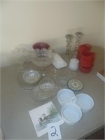 Assorted glassware & candlesticks